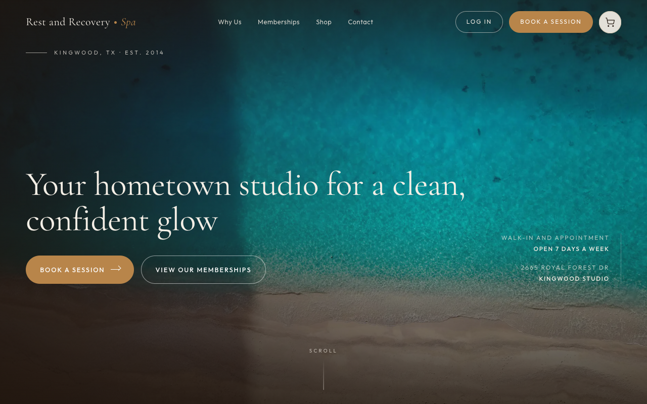 Rest and Recovery Spa website